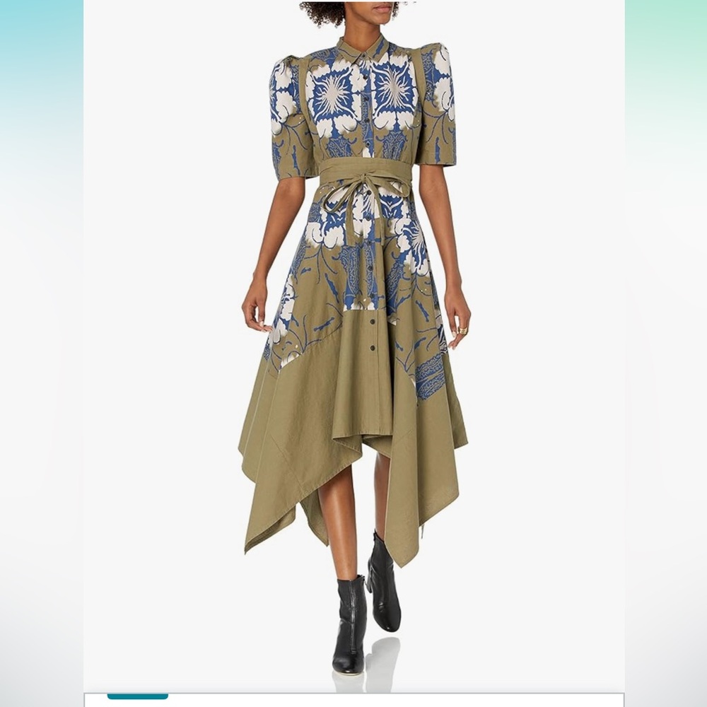MAKING THE CUT Winning Look Gary's Dress Floral Asymmetrical Olive and Blue M